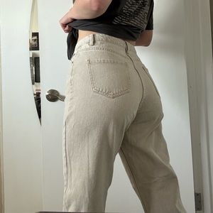 Cream High Waisted Loose fitting Jeans from Misguided